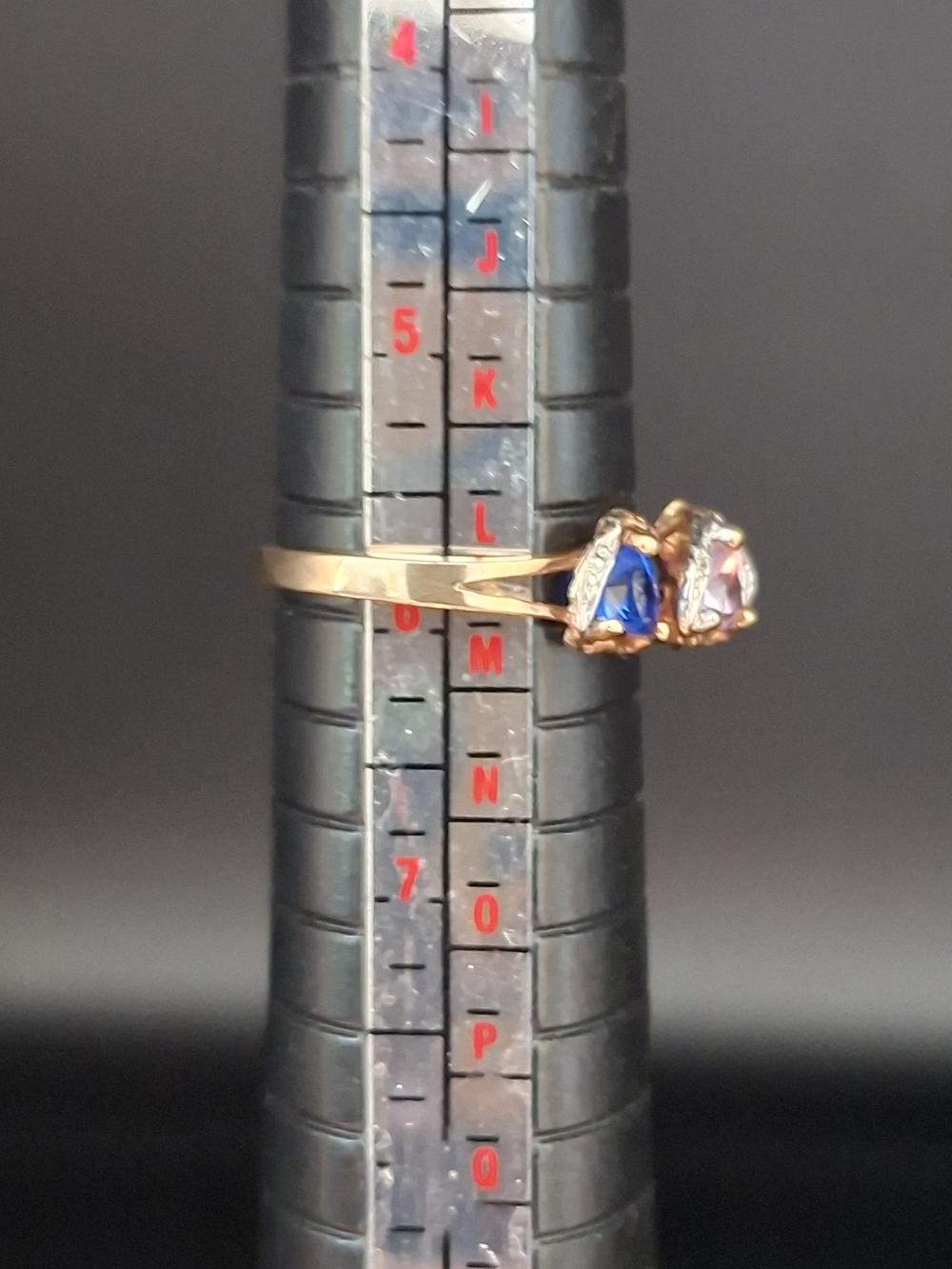 Three-Heart Multi-Gemstone Ring in 10K Gold - Picture 4 of 6